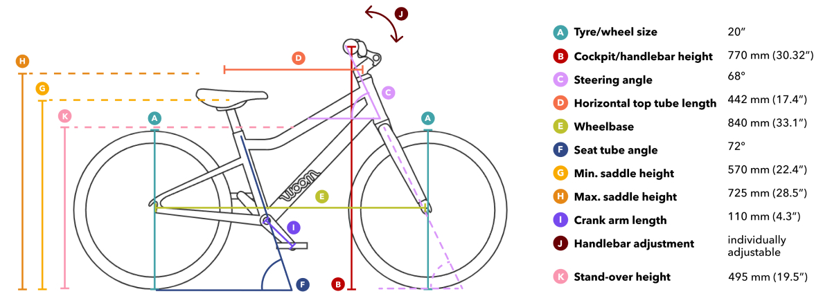 Kids' Bike Woom original 4 red 20” fit and sizing